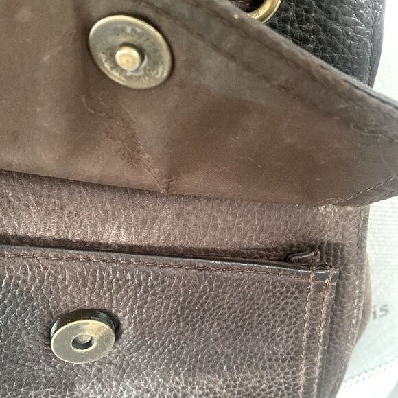 Vintage Fossil Dark Brown Leather Backpack Crossbody Bag Key Charm Boho Casual - Picture 8 of 15